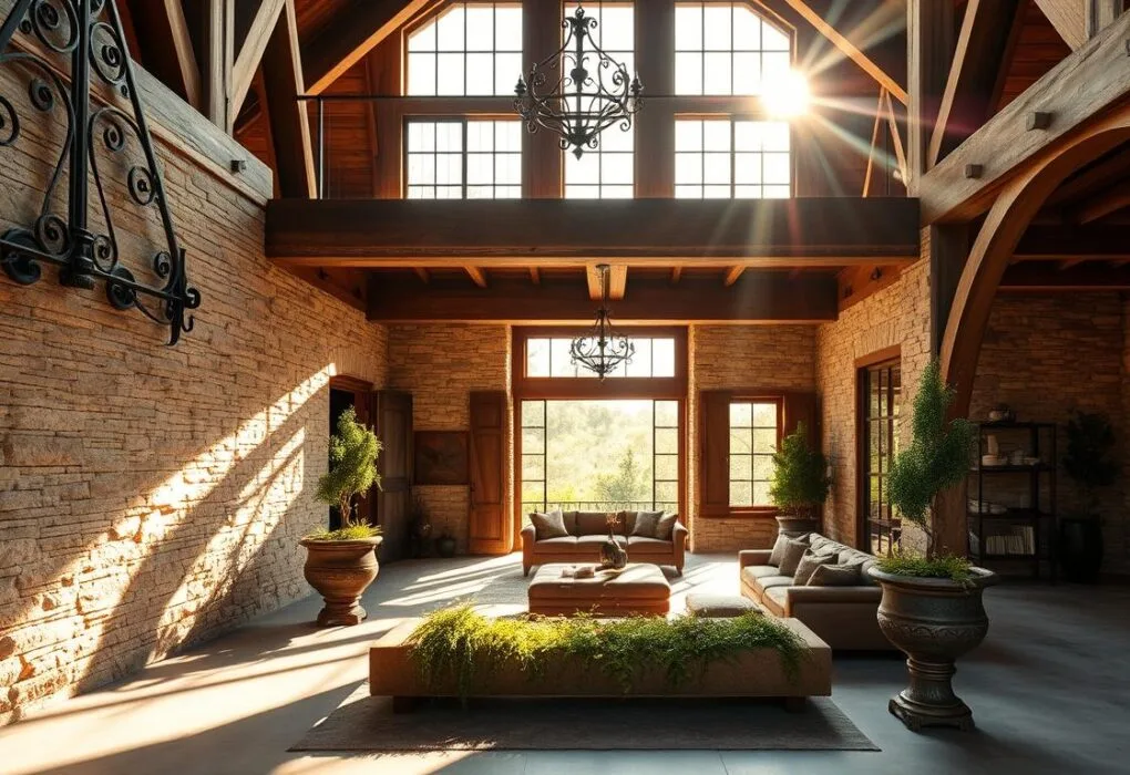 Rustico e sofisticado em arquitetura
