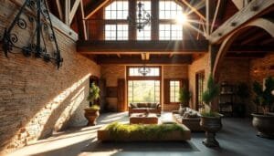 Rustico e sofisticado em arquitetura